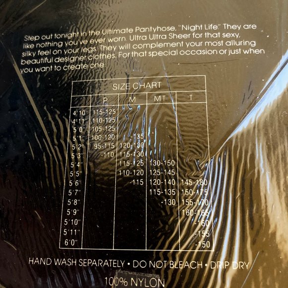 NIGHT LIFE VINTAGE Light Gray Ultra Ultra Sheer Pantyhose Size Tall - 2 Pairs - Picture 9 of 11